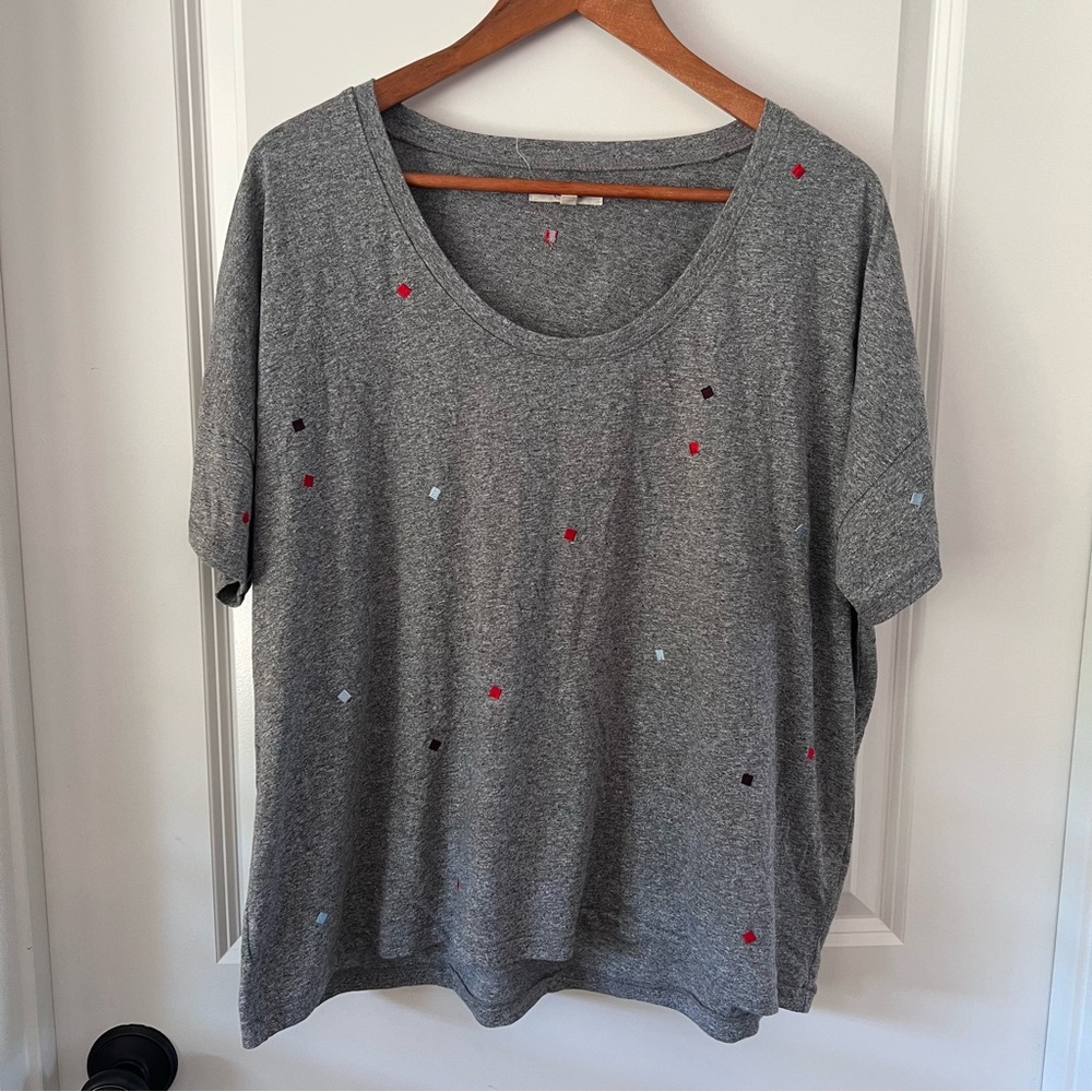 Madewell Gray Tee with Colorful Dots
